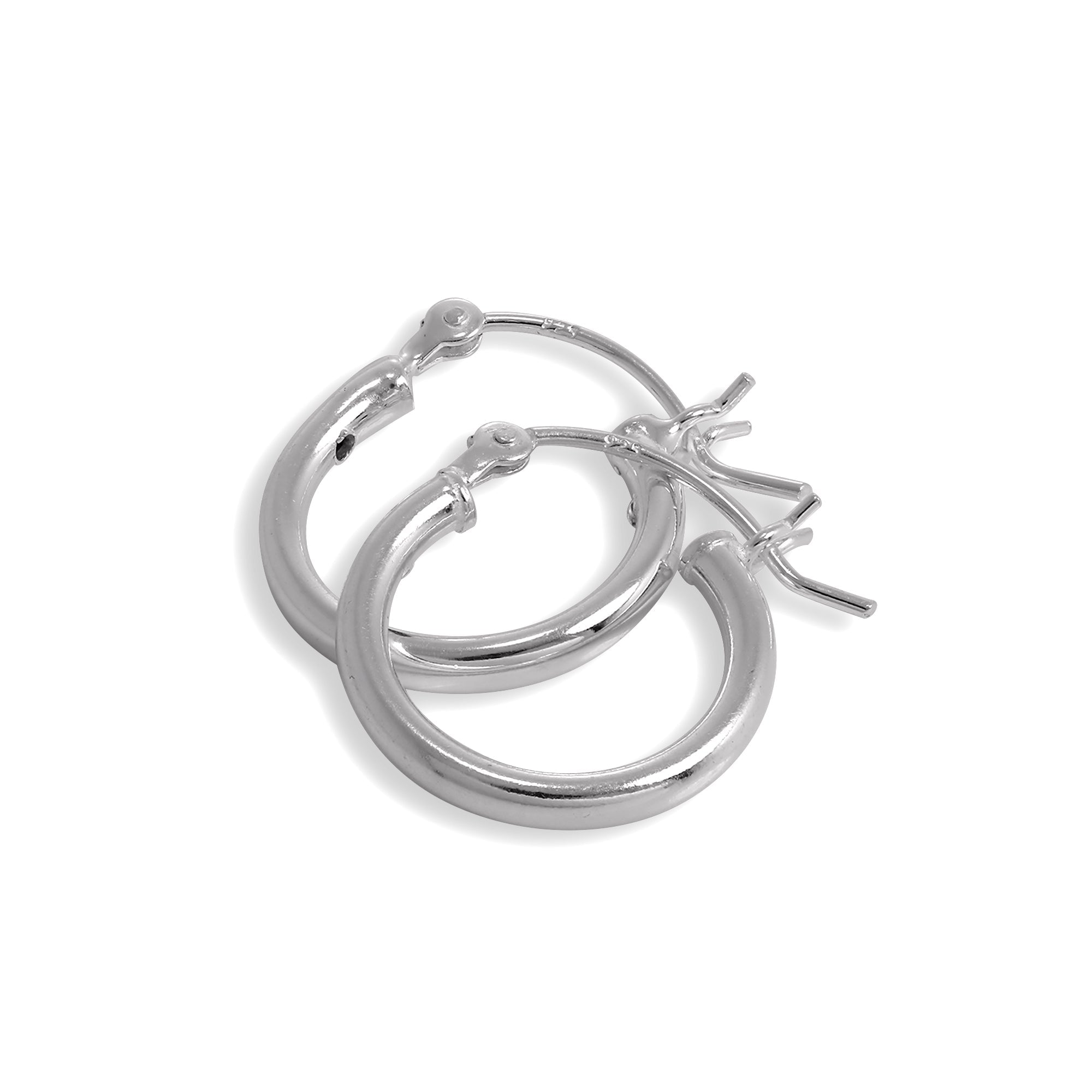 Sterling Silver 2mm Tube Sleeper Hoop Earrings 12mm - 80mm