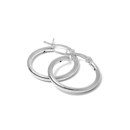 Sterling Silver 2mm Tube Sleeper Hoop Earrings 12mm - 80mm