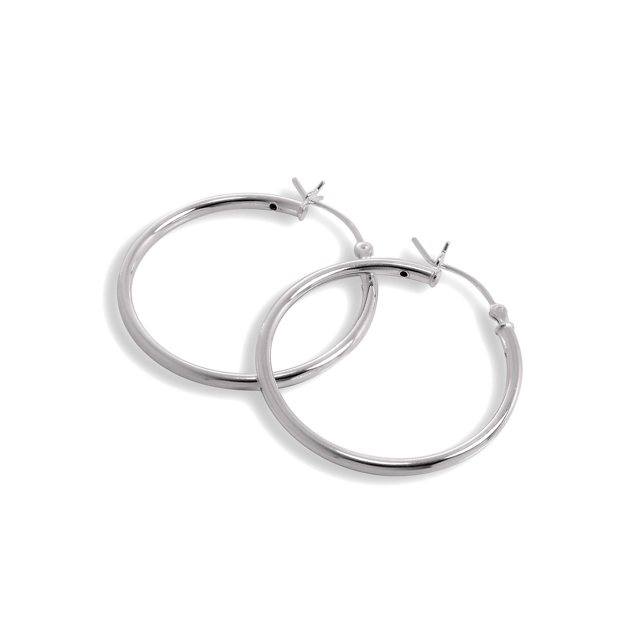 Sterling Silver 2mm Tube Sleeper Hoop Earrings 12mm - 80mm
