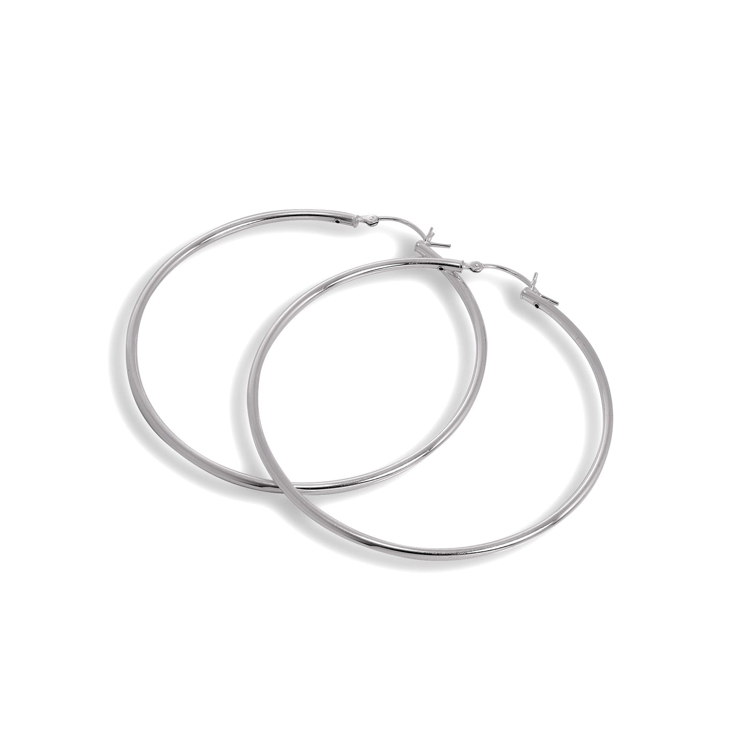 Sterling Silver 2mm Tube Sleeper Hoop Earrings 12mm - 80mm