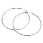 Sterling Silver 2mm Tube Diamond Cut Twist Sleeper Hoop Earrings 35mm - 60mm