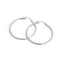 Sterling Silver 2mm Tube Diamond Cut Twist Sleeper Hoop Earrings 35mm - 60mm