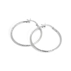 Sterling Silver 2mm Tube Diamond Cut Twist Sleeper Hoop Earrings 35mm - 60mm