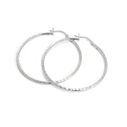 Sterling Silver 2mm Tube Diamond Cut Twist Sleeper Hoop Earrings 35mm - 60mm