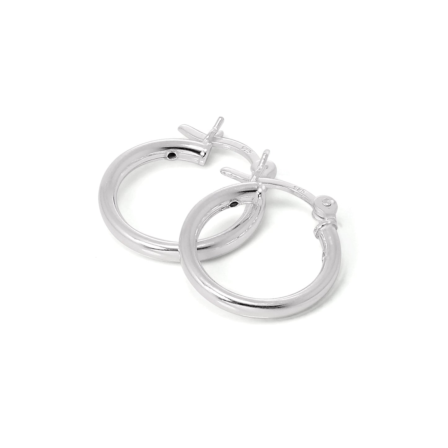 Sterling Silver Plain Sleeper 2mm Hoop Earrings 12mm - 70mm