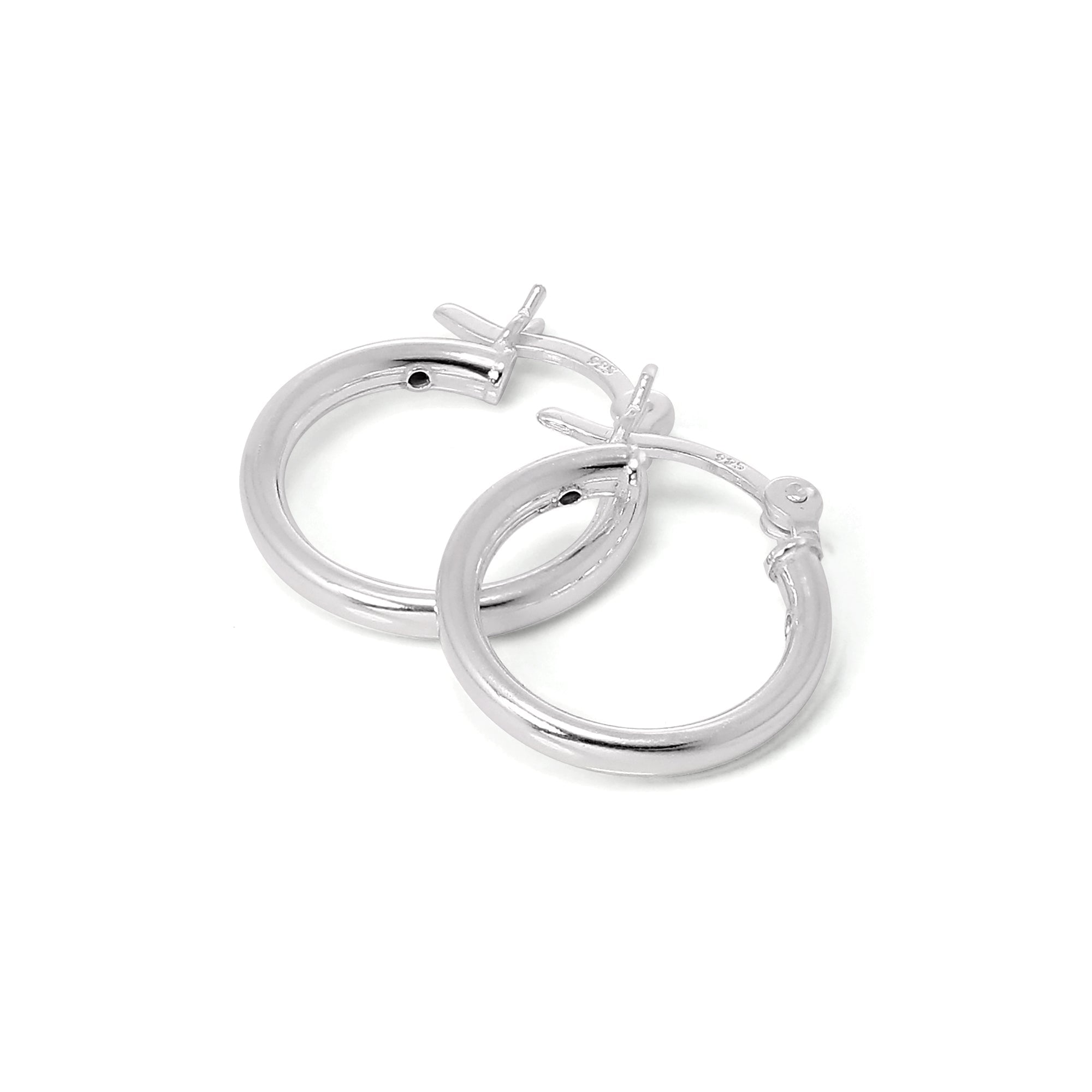 Sterling Silver Plain Sleeper 2mm Hoop Earrings 12mm - 70mm