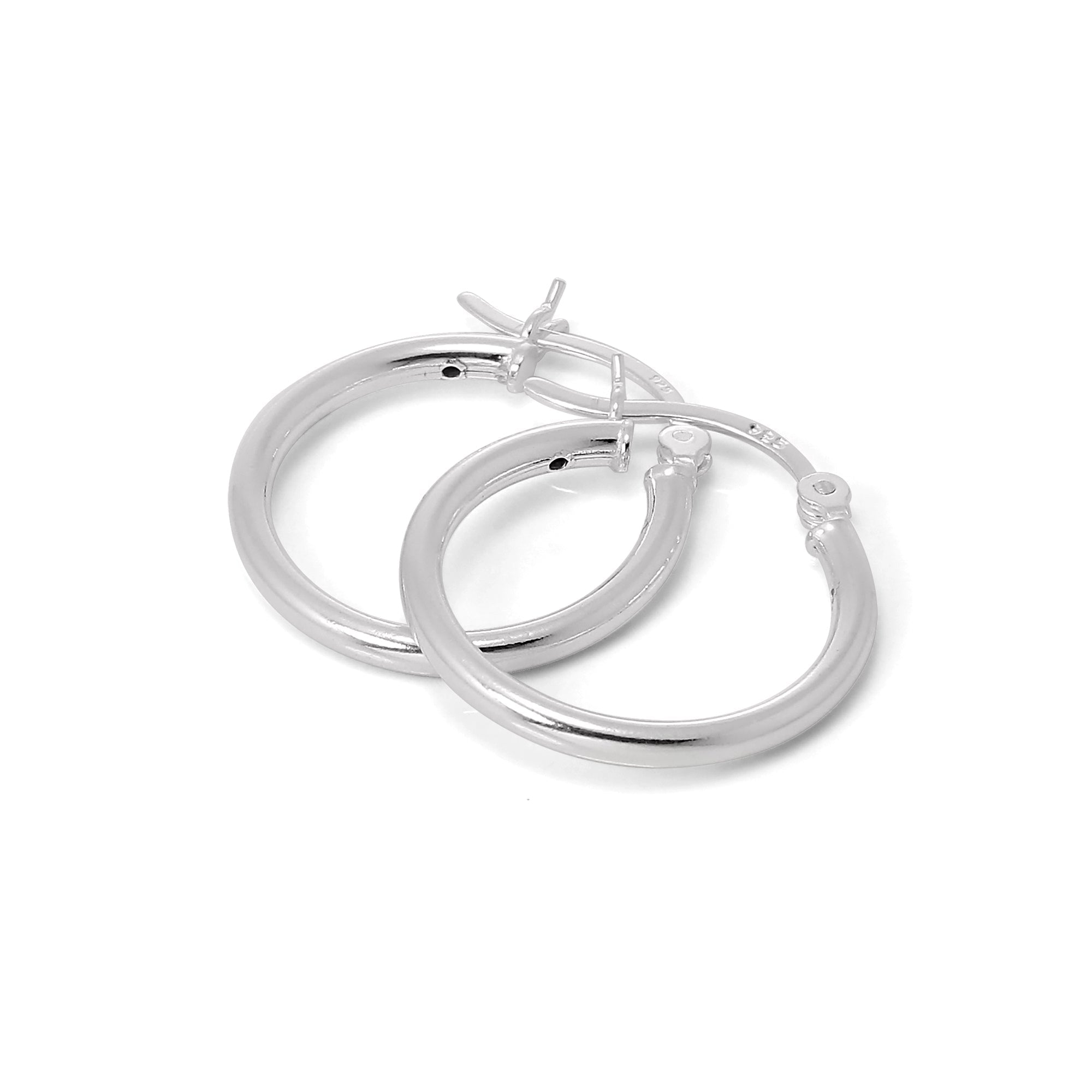Sterling Silver Plain Sleeper 2mm Hoop Earrings 12mm - 70mm