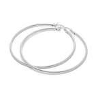 Sterling Silver Plain Sleeper 2mm Hoop Earrings 12mm - 70mm