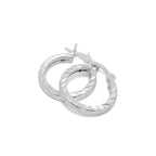 Sterling Silver Diamond Cut 2mm Square Hoop Earrings 12mm - 70mm