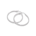 Sterling Silver Diamond Cut 2mm Square Hoop Earrings 12mm - 70mm