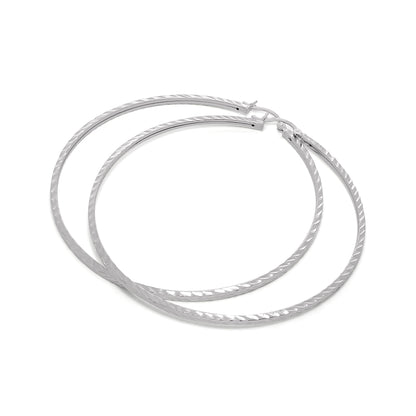 Sterling Silver Diamond Cut 2mm Square Hoop Earrings 12mm - 70mm