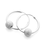 Sterling Silver 18mm Lightweight Sleeper Hoop Earrings with Frosted Bead