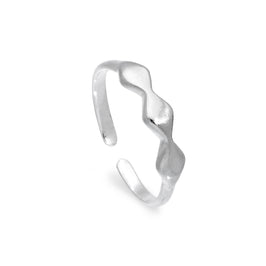 Sterling Silver Adjustable Midi Toe Ring with Diamond Shapes