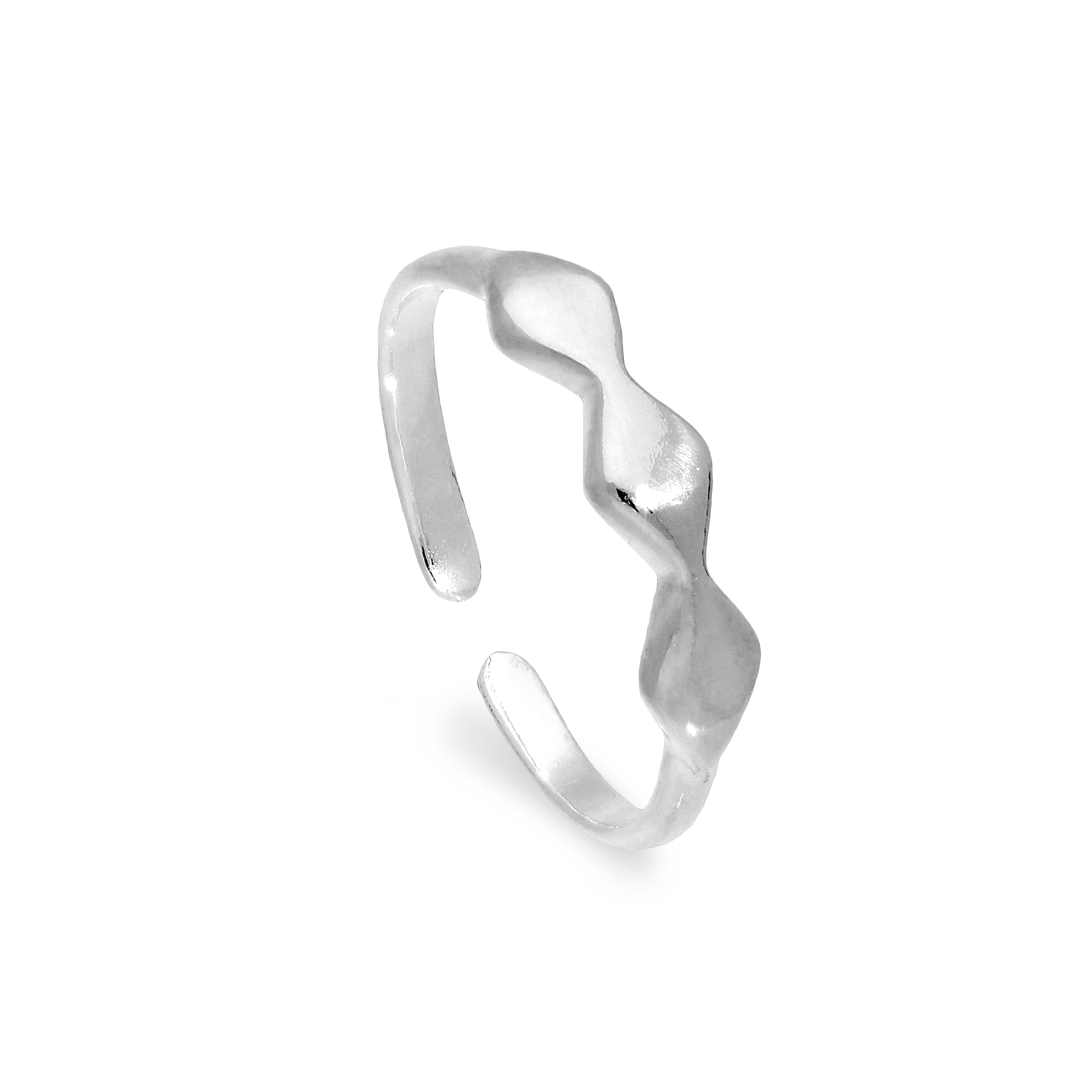 Sterling Silver Adjustable Midi Toe Ring with Diamond Shapes