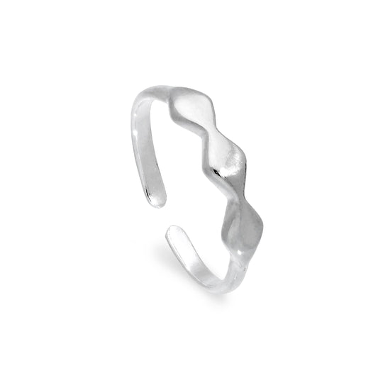Sterling Silver Adjustable Midi Toe Ring with Diamond Shapes