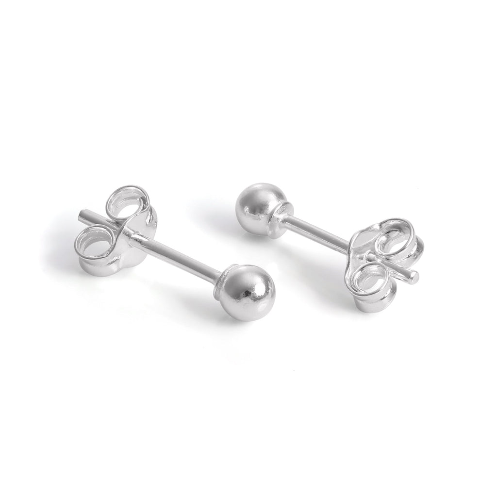 Sterling Silver Capped Ball Stud Earrings 2mm - 12mm