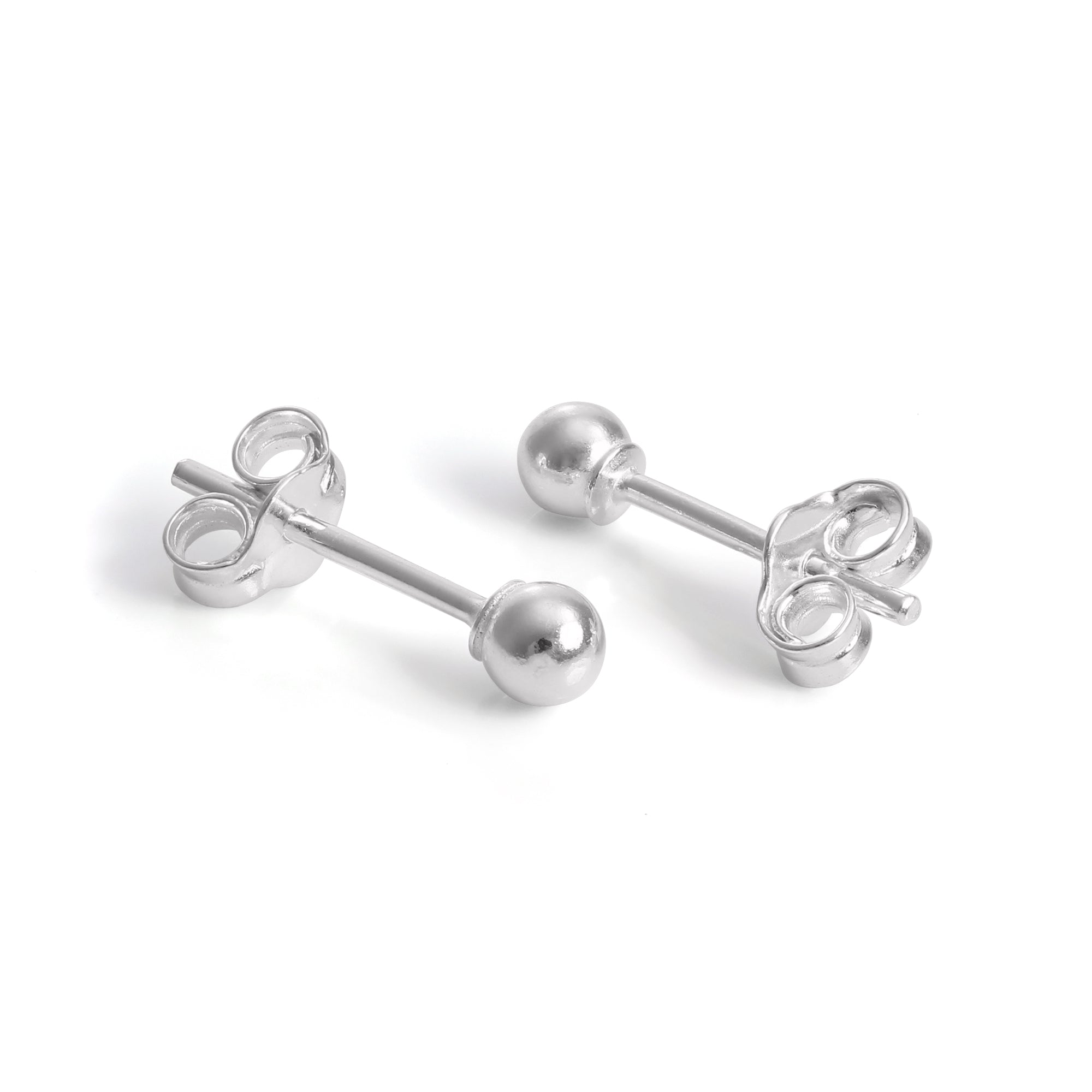 Sterling Silver Capped Ball Stud Earrings 2mm - 12mm