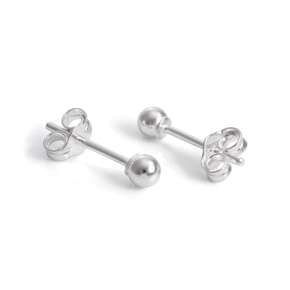 Sterling Silver Capped Ball Stud Earrings 2mm - 12mm