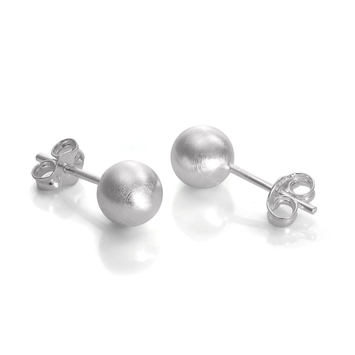 Brushed Sterling Silver Ball Stud Earrings 3mm - 10mm