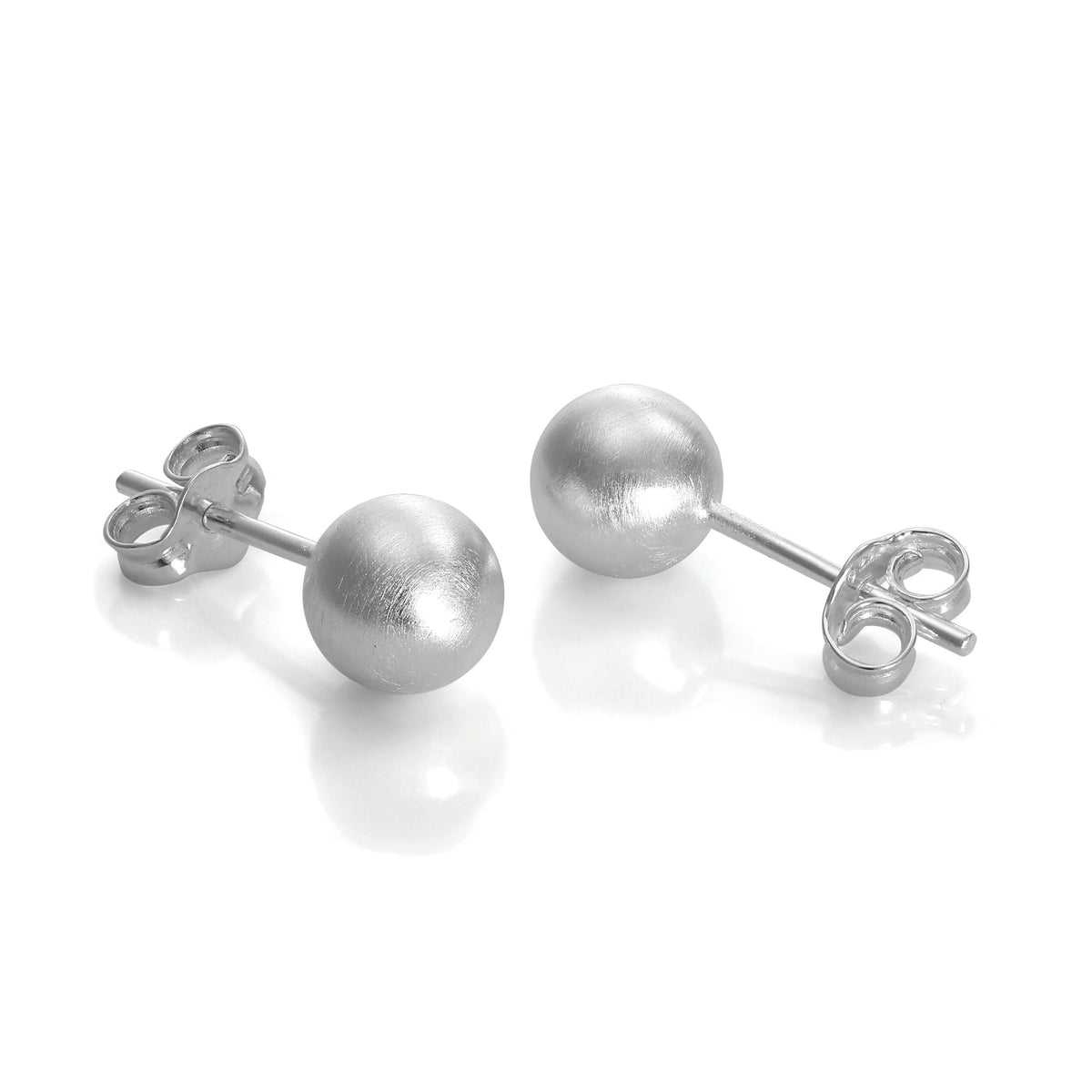 Brushed Sterling Silver Ball Stud Earrings 3mm - 10mm