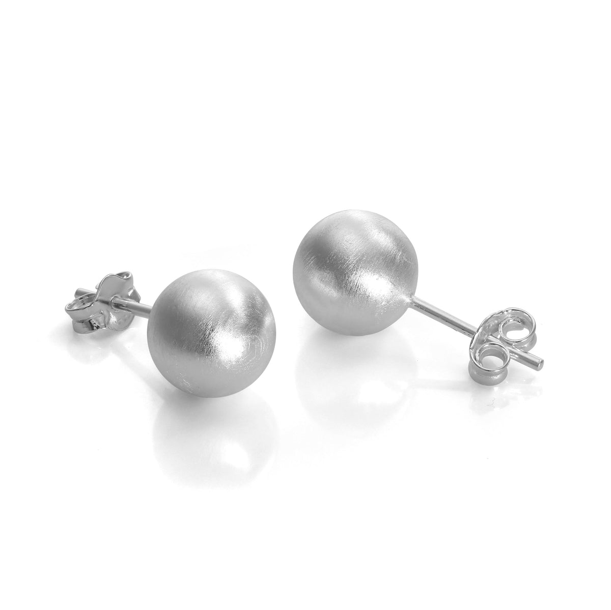 Brushed Sterling Silver Ball Stud Earrings 3mm - 10mm