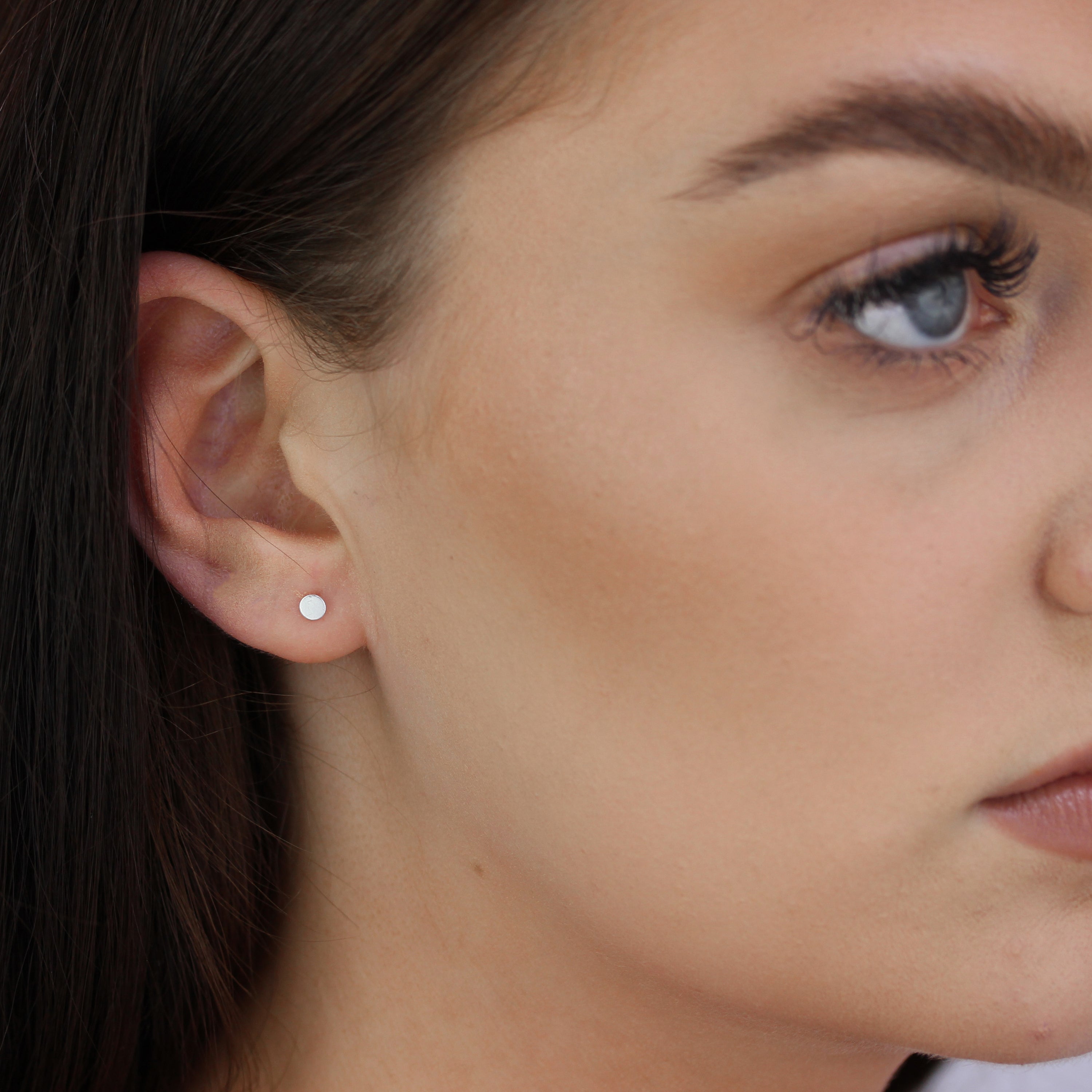 Sterling Silver Flat 3mm Round Disc Stud Earrings