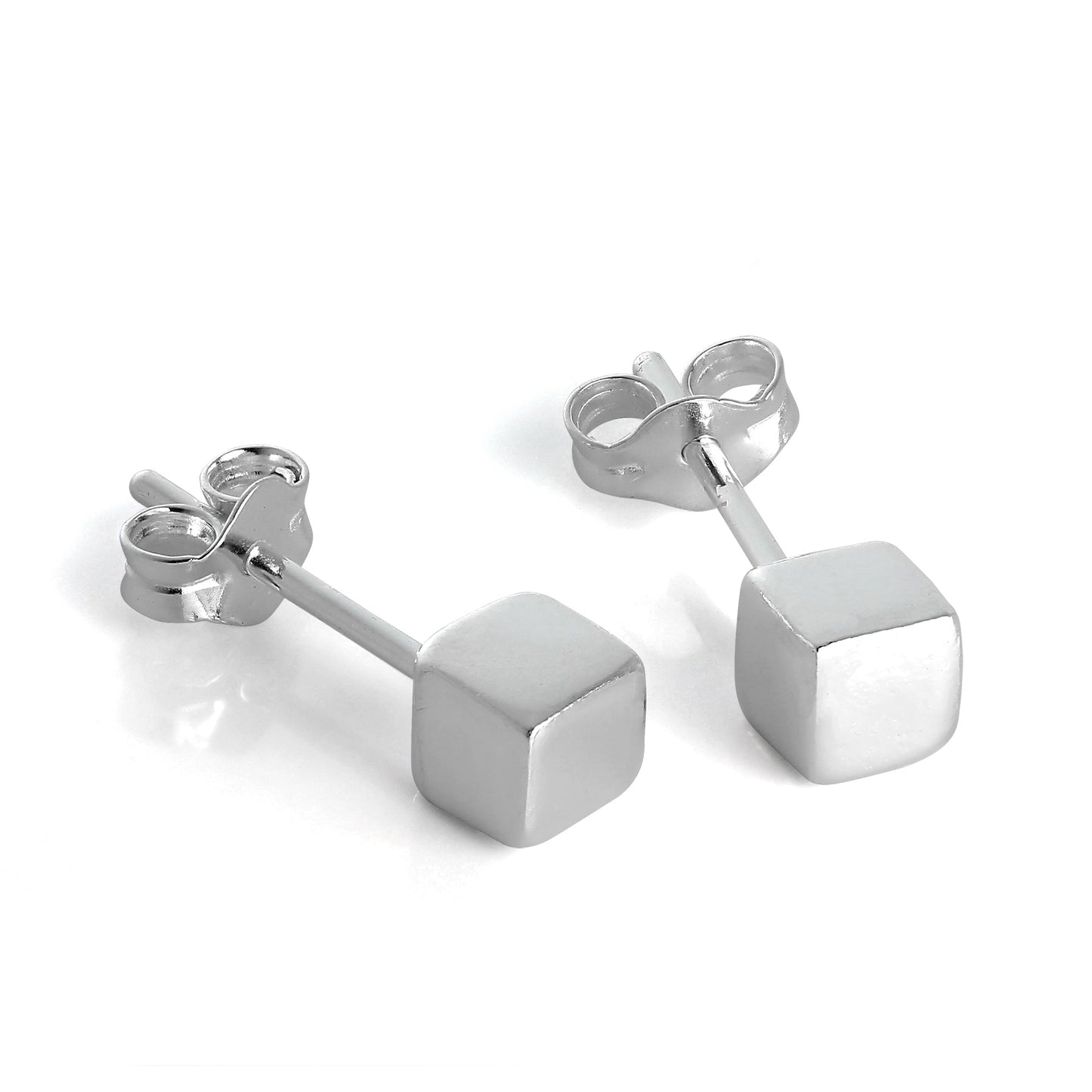 Sterling Silver 4mm Cube Stud Earrings