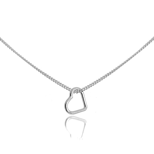 Tiny Sterling Silver 7mm Open Heart Pendant