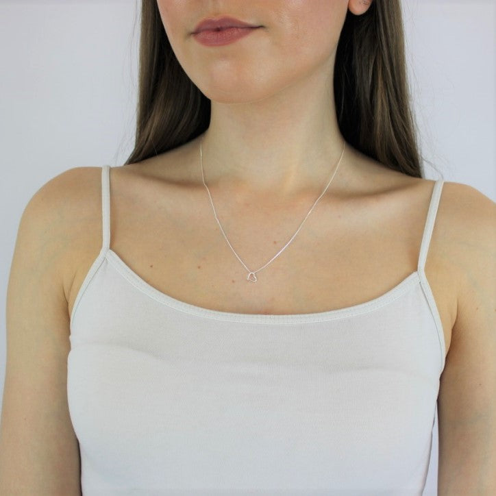 Tiny Sterling Silver 7mm Open Heart Pendant