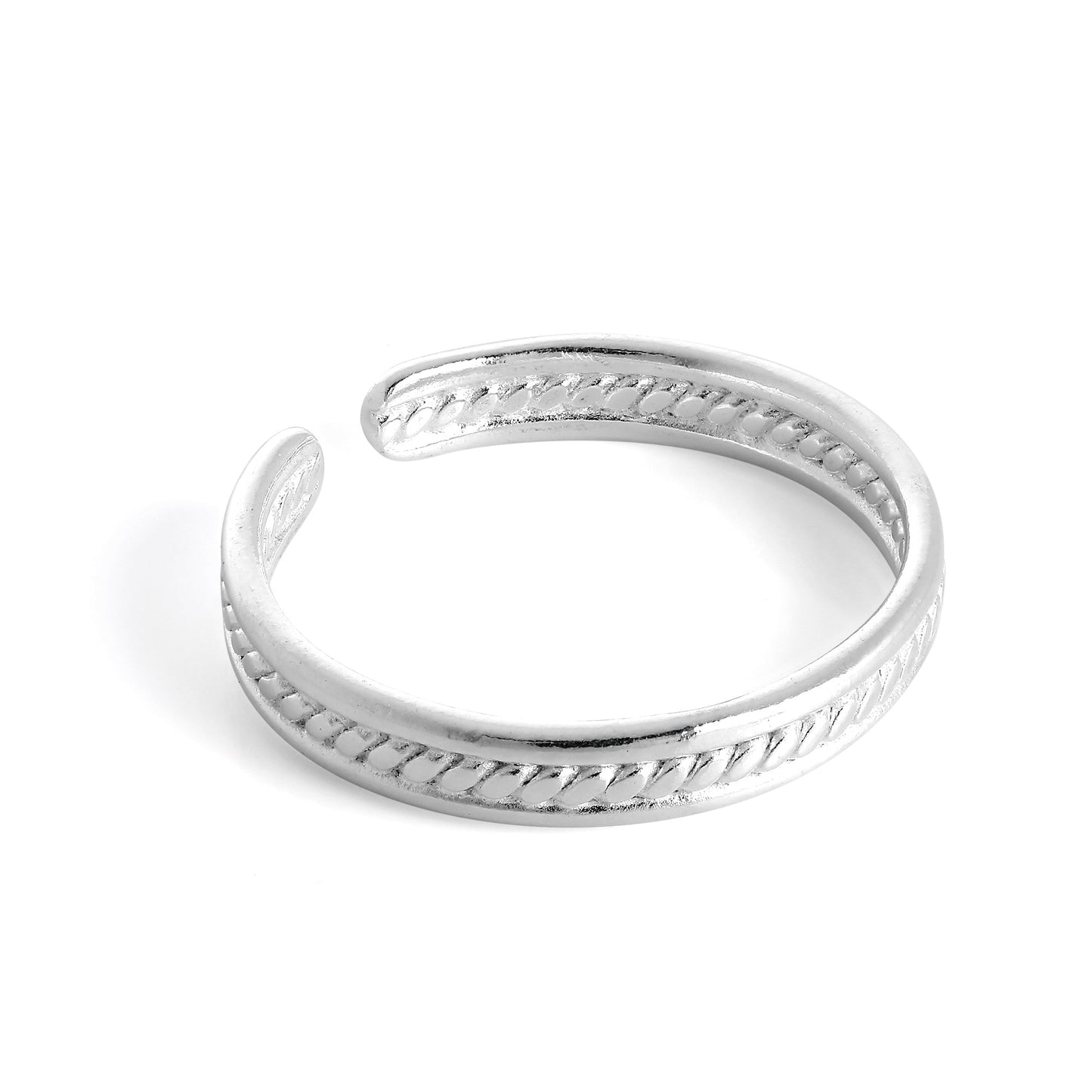 Sterling Silver Ribbed Adjustable 3mm Toe Ring