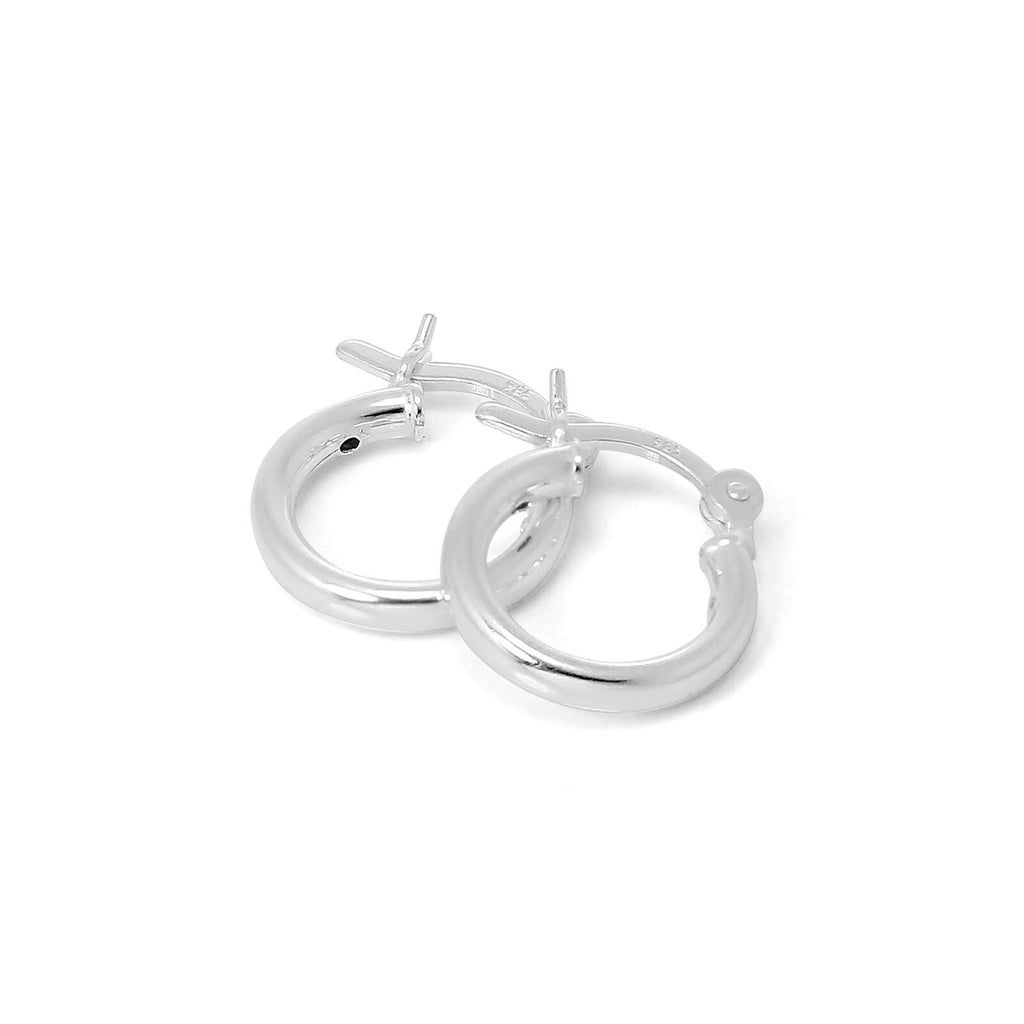 Sterling Silver Plain Sleeper 2mm Hoop Earrings 12mm - 70mm