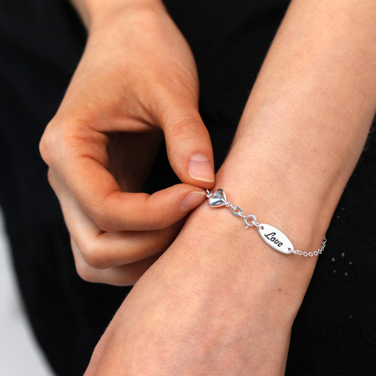 Sterling Silver Love Heart Bracelet