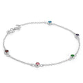 Fine Sterling Silver 7.5 inch Belcher Bracelet with 4mm CZ crystals