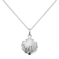 Sterling Silver Oyster Shell with CZ Crystal Purple Birthstone Necklace