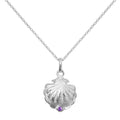 Sterling Silver Oyster Shell with CZ Crystal Amethyst Birthstone Necklace