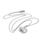 Sterling Silver Oyster Shell with CZ Crystal Emerald Birthstone Necklace