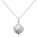 Sterling Silver Oyster Shell with CZ Crystal Emerald Birthstone Necklace