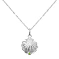 Sterling Silver Oyster Shell with CZ Crystal Peridot Birthstone Necklace