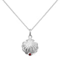 Sterling Silver Oyster Shell with CZ Crystal Siam Birthstone Necklace