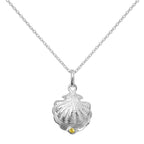 Sterling Silver Oyster Shell with CZ Crystal Citrine Birthstone Necklace
