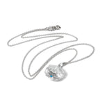 Sterling Silver Oyster Shell with CZ Crystal Blue Zircon Birthstone Necklace