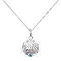Sterling Silver Oyster Shell with CZ Crystal Blue Zircon Birthstone Necklace