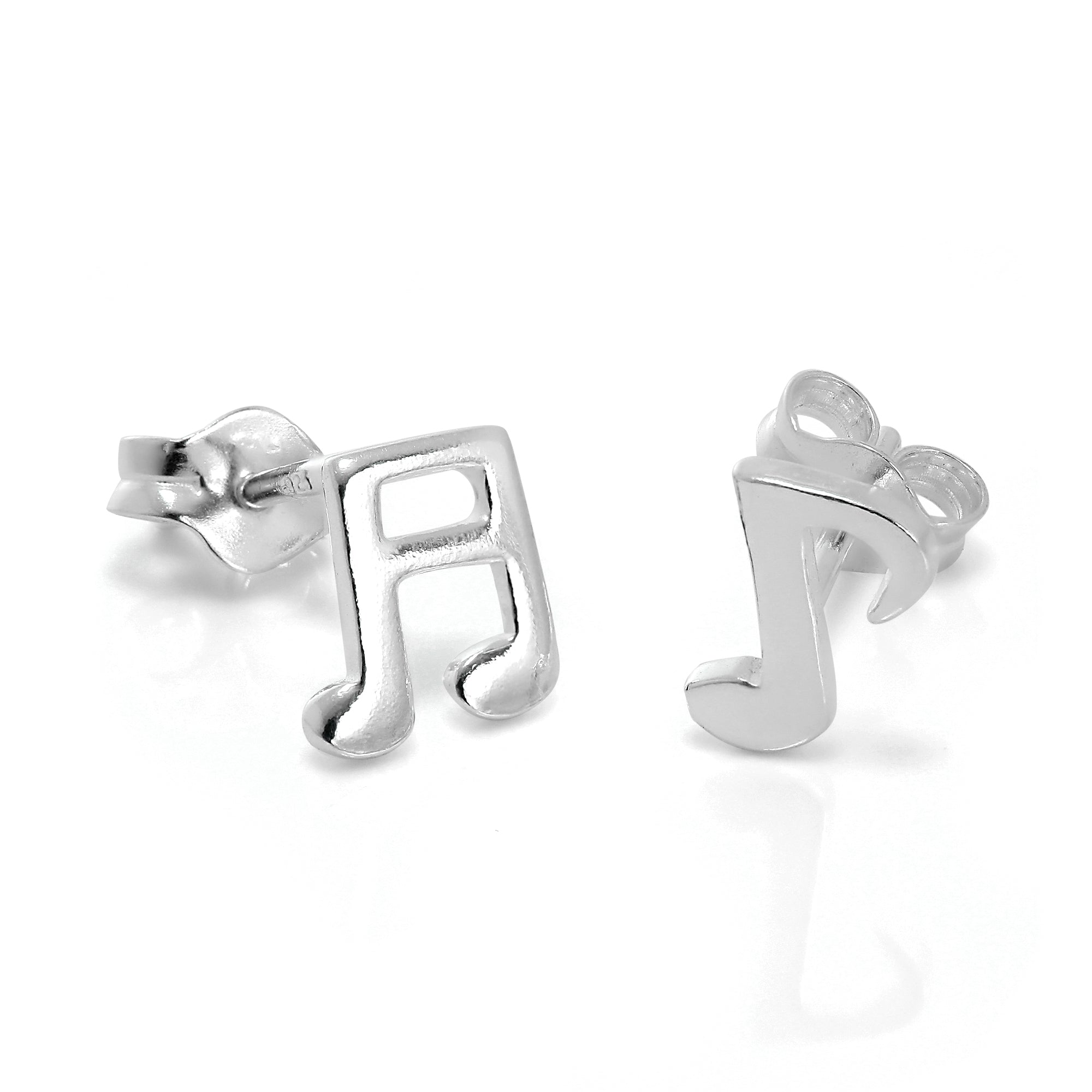 Sterling Silver Music Notes Stud Earrings