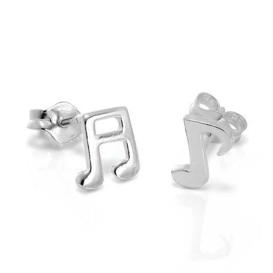Sterling Silver Music Notes Stud Earrings