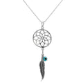 Large Sterling Silver Dreamcatcher Pendant Necklace