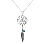 Large Sterling Silver Dreamcatcher Pendant Necklace