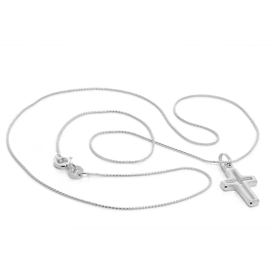 Sterling Silver Outline Cross Pendant Necklace