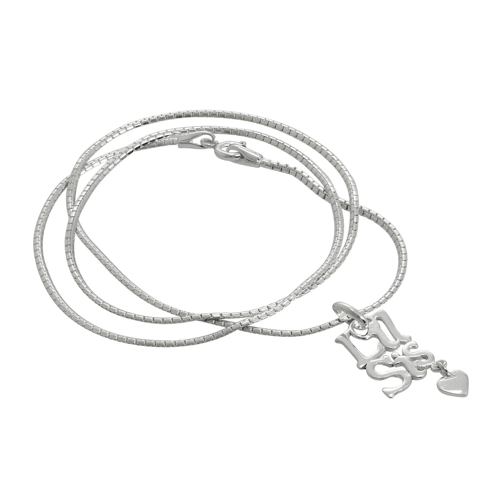 Sterling Silver Little Sister Pendant with Heart on Chain 16 - 24 Inches