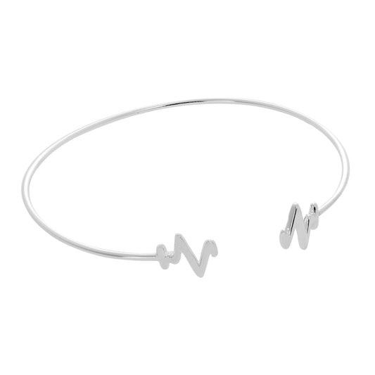 Sterling Silver Bangle w Heartbeat Design