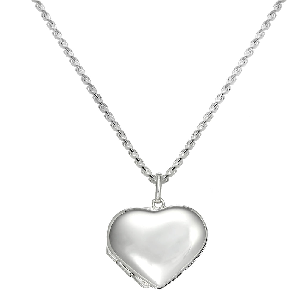 Large Sterling Silver Puffed Heart Locket Pendant Necklace 14 - 28 Inches